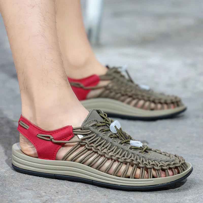 Men Sandals Summer Weave Shoes Boys Sandal Mens Sandles Outdoor Breathable Comfort Slip On Plus Big Size 45 46 Sandalias Hombre
