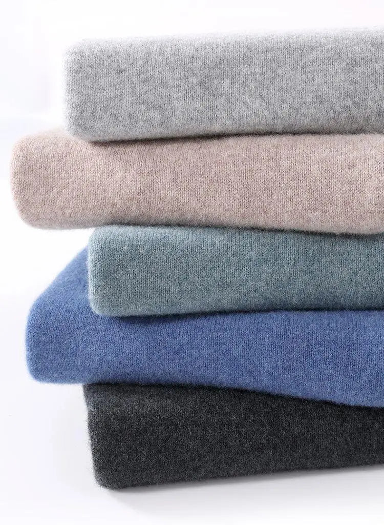 High-neck Men's 100% Pure Cashmere Sweater Autumn Winter Thick and Loose Knitted High-end Base Layer Men's All-cashmere Sweater