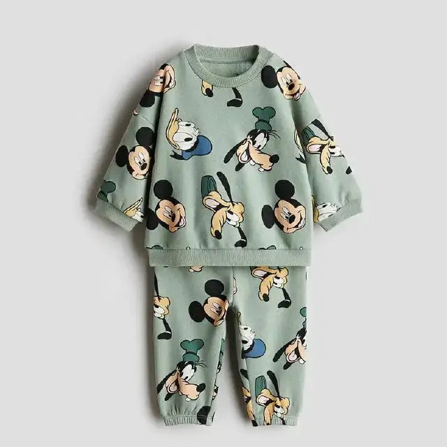 Toddler Suits Cartoon Sweatshirts+Pants Two Piece Set Long Sleeve Outfits Fashion Cartoon Printed Hoodies Sweatpants Outer Wear