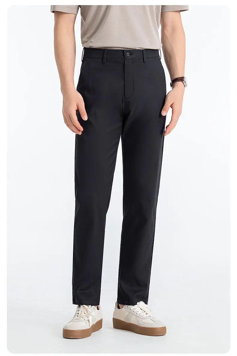 Men's High-End Suit Trousers - Breathable Lyocell Cotton Blend Dress Pants, Perfect for Office Wear and Comfortable Workwear