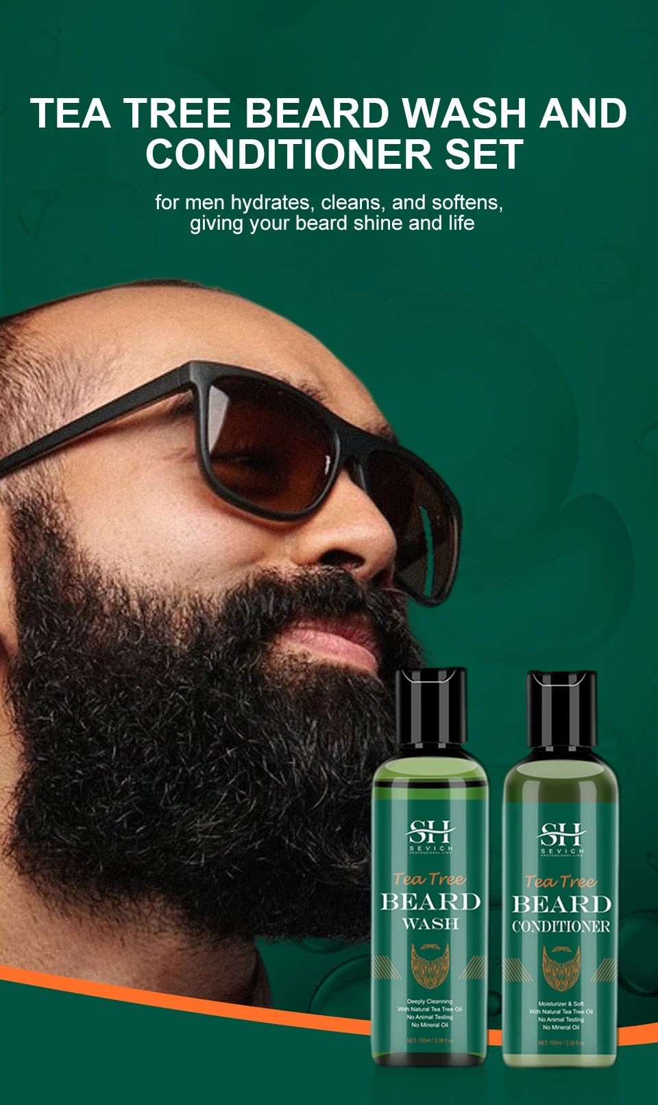 2023 Beard Growth Kit For Men Nourishing Moisturizing Moustache Growth Enhancer Oil Tea Tree Anti Hair Loss Shampoo Beard Care