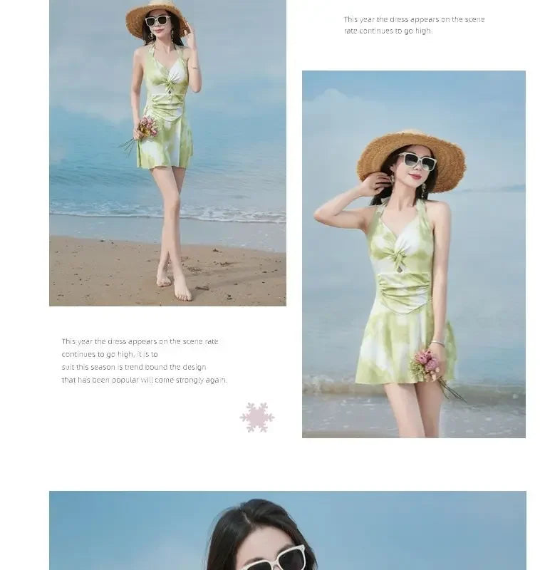 New Swimsuit Women One-piece Boxer-angle Conservative Slim Belly Covering Sexy Pure Desire Hot Spring Plus Size Swimsuit Women