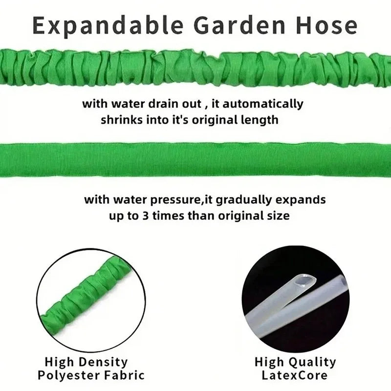 25FT-200FT Garden Hose Expandable Magic Water Pipe Home Garden Daily Watering Tools High-Pressure Car Wash Cleaning Water Gun