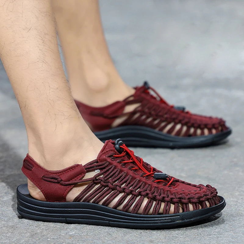 Men Sandals Summer Weave Shoes Boys Sandal Mens Sandles Outdoor Breathable Comfort Slip On Plus Big Size 45 46 Sandalias Hombre