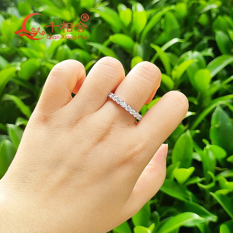 10k 14k 18k gold Platinum PT950  3mm round D VS1 HPHT diamond Eternity Band ring  Jewelry Engagement wedding certificatied