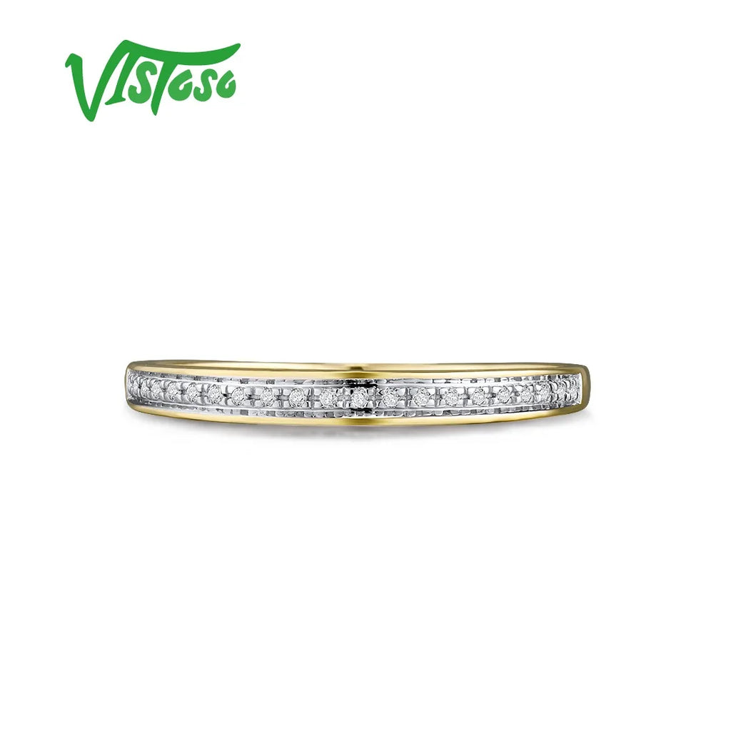 VISTOSO Genuine 14K White/Yellow/Rose Gold Rings For Women Simple Style Eternal Diamond Ring Engagement Anniversary Fine Jewelry