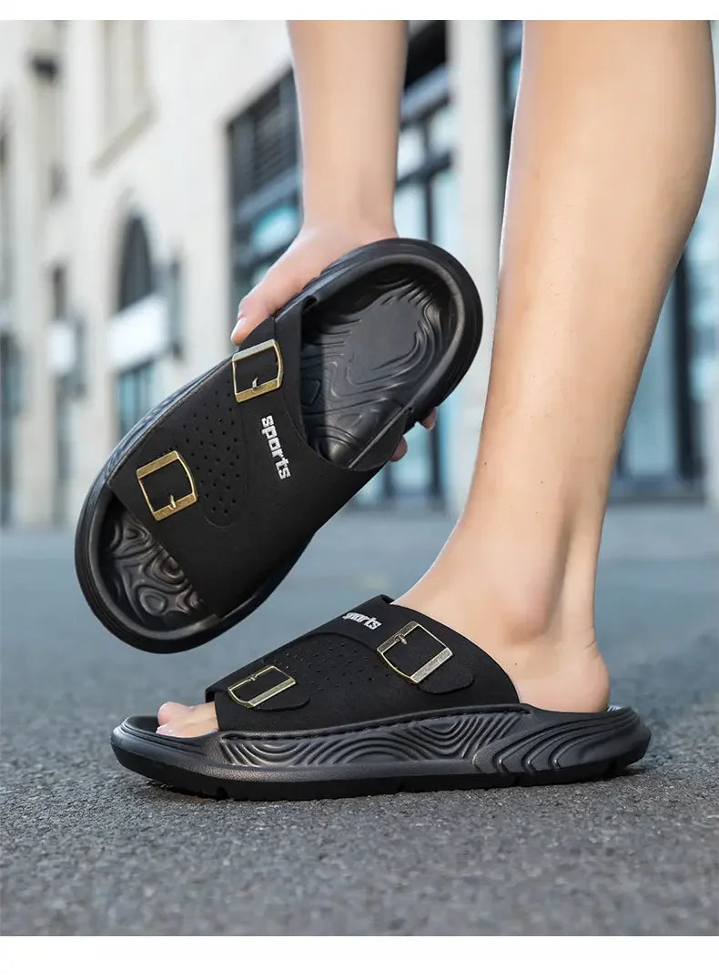 New Business Style Sandals For Men Handmade One Strap Slides Casual Outdoor Beach Walking Comfortable Non-Slip Footwear
