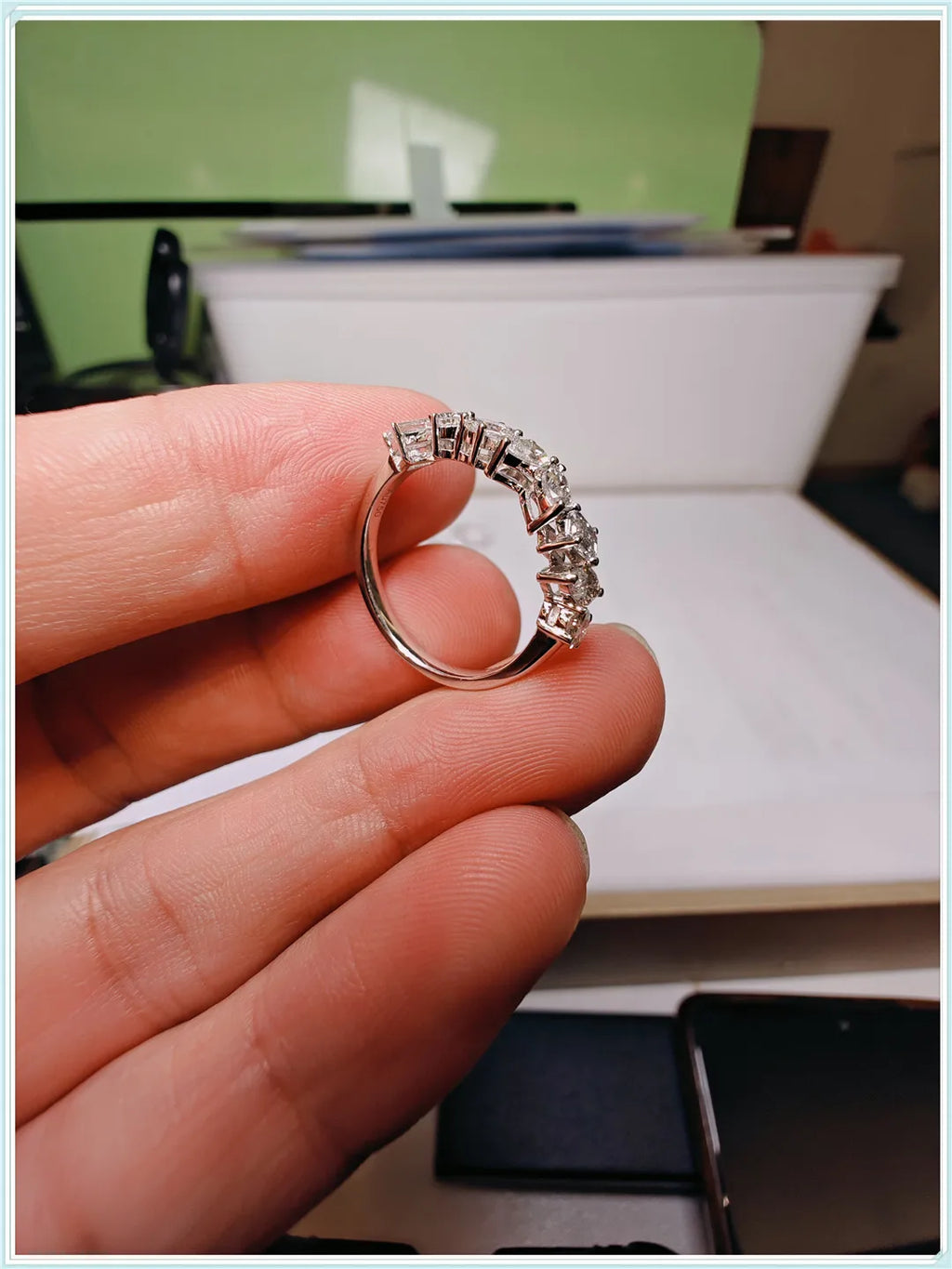 18K Gold Ring Grow Diamond CVD Lab Grow Diamond HPHT shaped diamond row ring couples wedding ring Female factory wholesale
