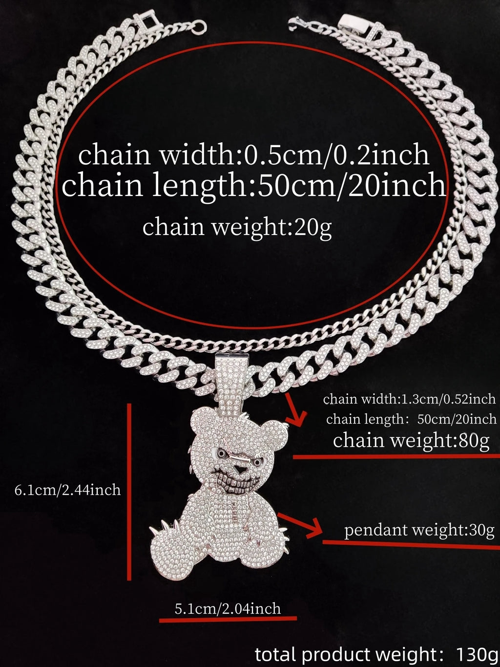 2024 New Arrived Hip Hop Bear Shape Pendants Necklace Men Women Chain Iced Out Bling Bling Necklaces HipHop Jewelry Fashion Gift