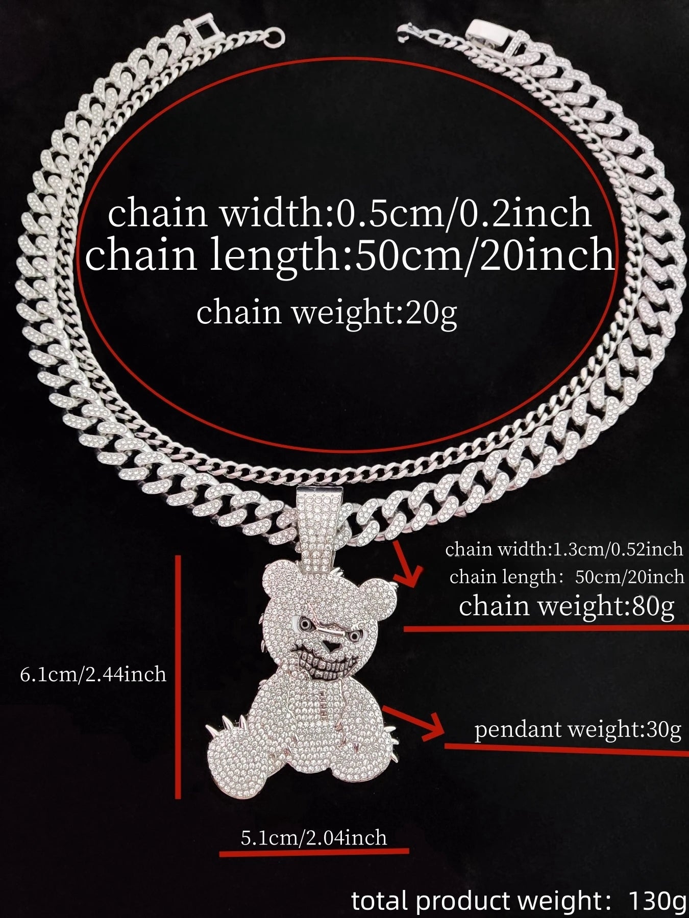 2024 New Arrived Hip Hop Bear Shape Pendants Necklace Men Women Chain Iced Out Bling Bling Necklaces HipHop Jewelry Fashion Gift