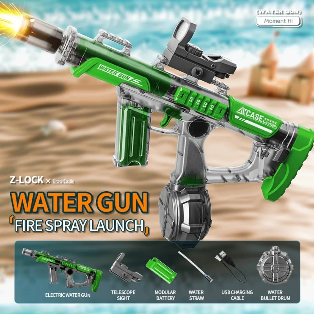 Powerful Electric Water Gun Full Continuous Shooting with Sensor Led Lights Outdoor Beach Water Battle Game for Children