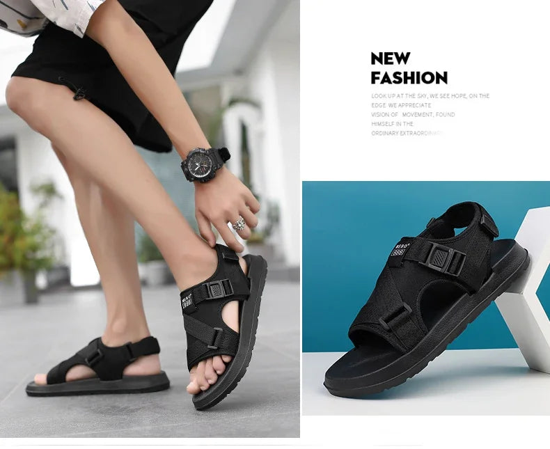 Summer Men Sandals Lightweight Open Toe Flat Mens Casual Shoes Outdoor Walking Sandals for Men Beach Shoes Size 39-45
