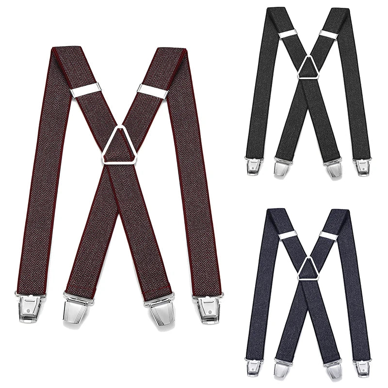 British High-End Adult Trousers with Elastic Anti-Slip Adjustable Suspenders