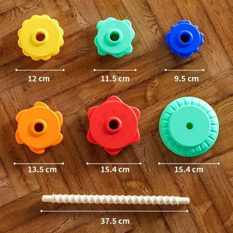 Montessori Baby Tower Game; Spinning and Stacking Rainbow Puzzle; Motor Skill Development; Kids Gift