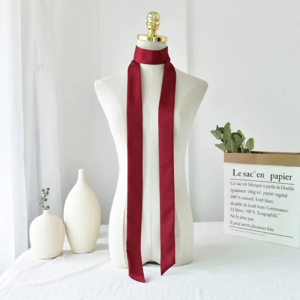 Delicate Long Hair Scarf Favor Silk Headband Hair Wrap Solid Color Elegant Ribbon Party Scrunchies