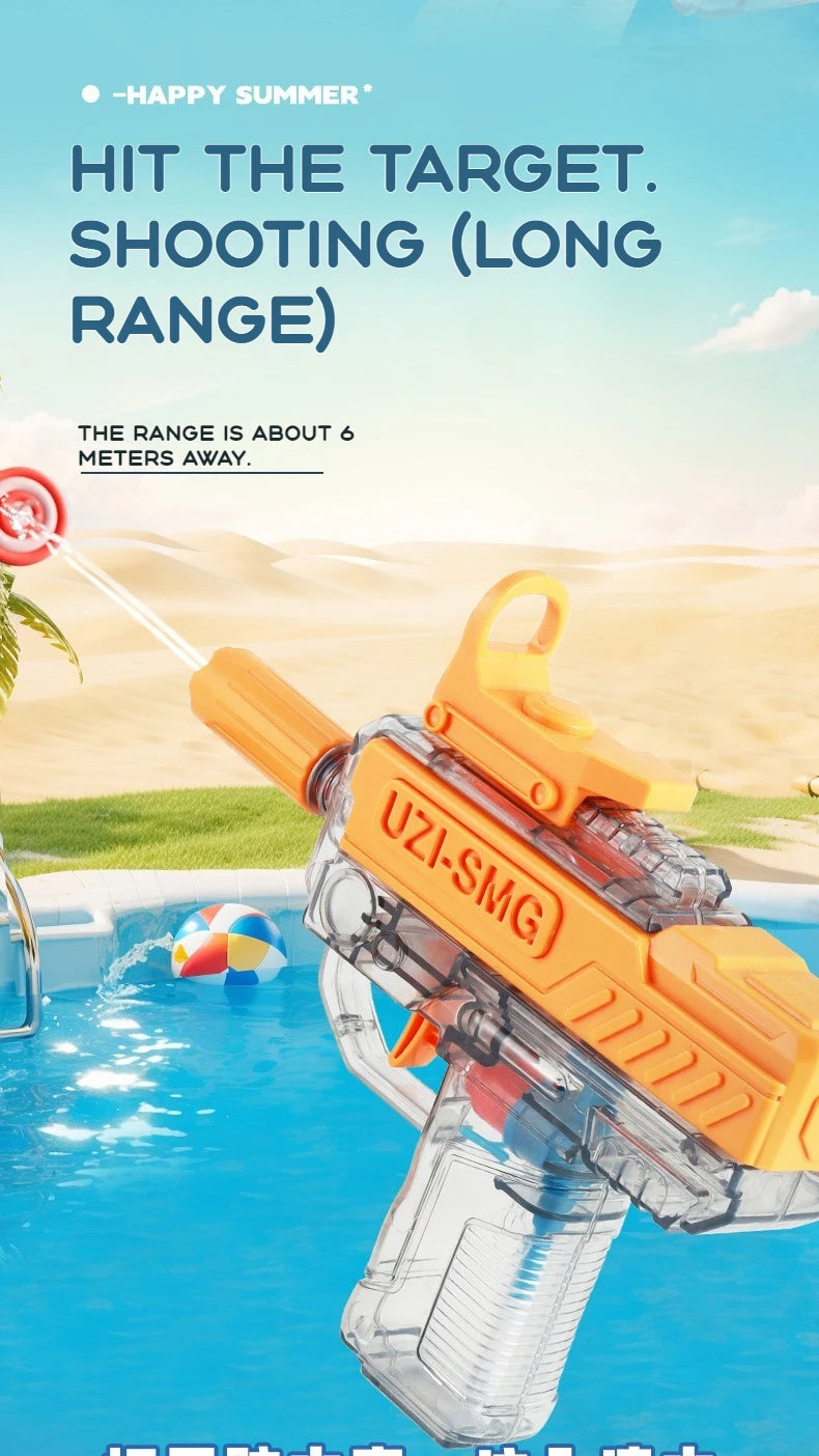 Summer UZI Water Gun non Electric Pistol High-pressure Full Automatic Shooting Water Beach Toy Gun For kid Adult birthday presen