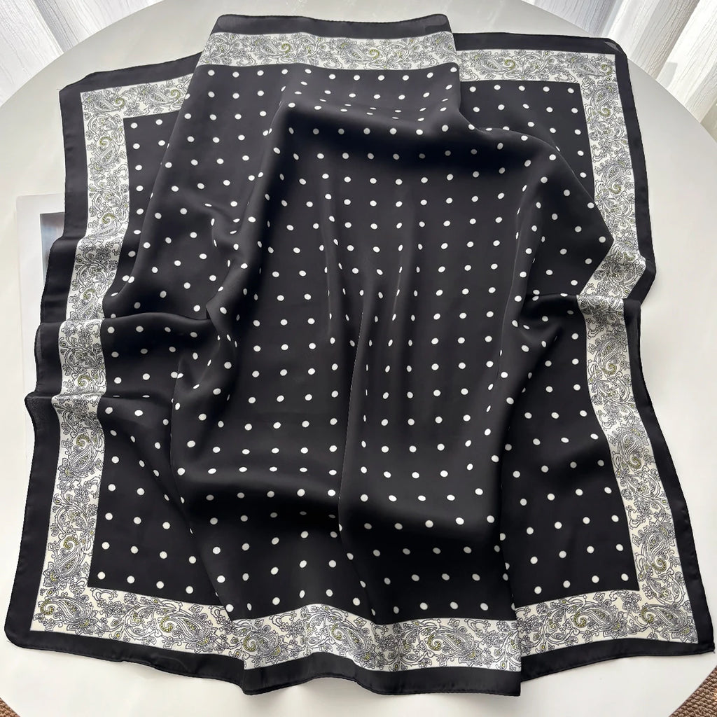 Silk Feeling Square Scarf Women Fashion Paisley Neckerchief Bandana Shawl Scarves Wrap Head Kerchief Hair Band Lady Ties