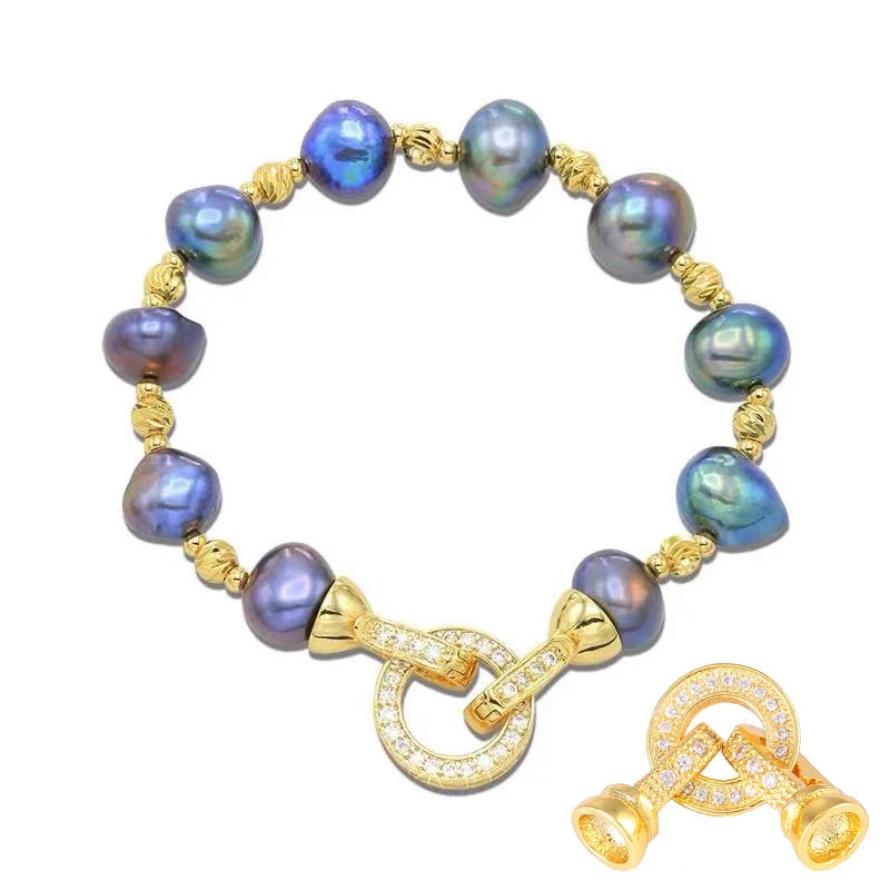 Juya 18K Gold Silver Plated Decoration Accessories Fastener Closure Pearls Clasps Lock For DIY Needlework Beads Jewelry Making