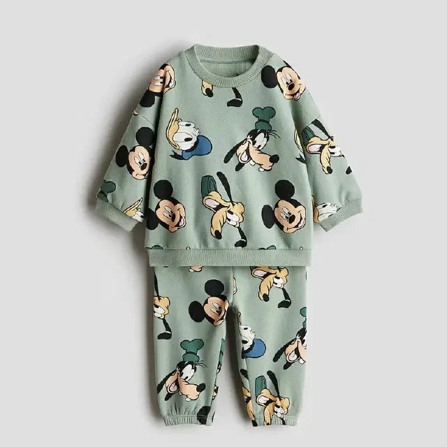 Toddler Suits Cartoon Sweatshirts+Pants Two Piece Set Long Sleeve Outfits Fashion Cartoon Printed Hoodies Sweatpants Outer Wear