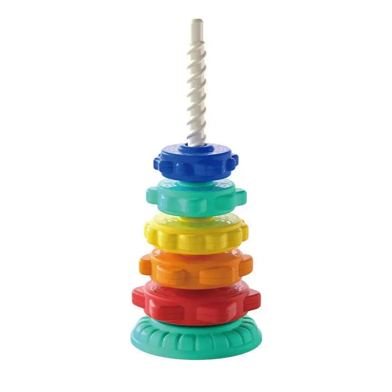 Montessori Baby Tower Game; Spinning and Stacking Rainbow Puzzle; Motor Skill Development; Kids Gift