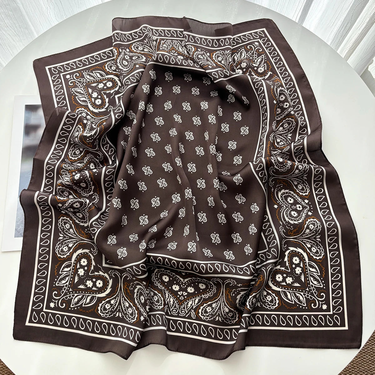 Silk Feeling Square Scarf Women Fashion Paisley Neckerchief Bandana Shawl Scarves Wrap Head Kerchief Hair Band Lady Ties