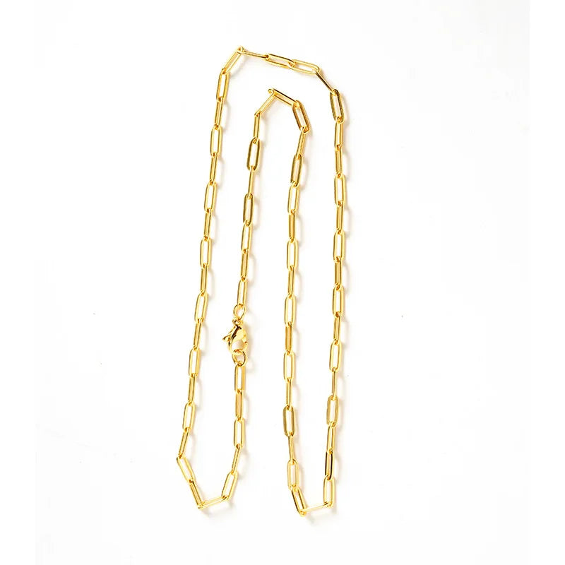 Luxury 24K 9999 Pure Gold real gold Women's Geometric Ring Necklace Light Luxury Chain