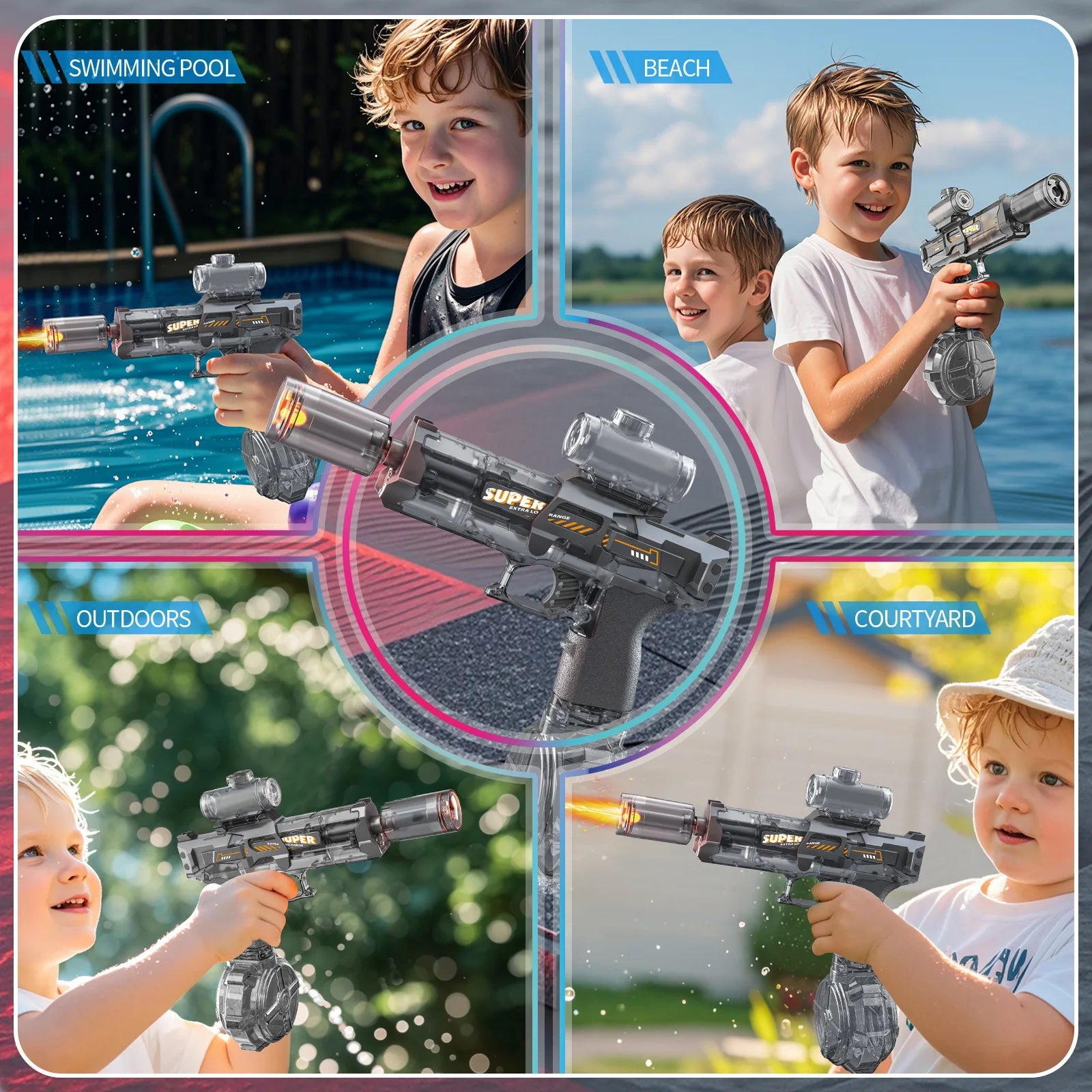 Children High Pressure Electric Water Gun Toys Summer Outdoor Beach Pool Garden Fight Games Kids Automatic Bursts Watergun Gifts
