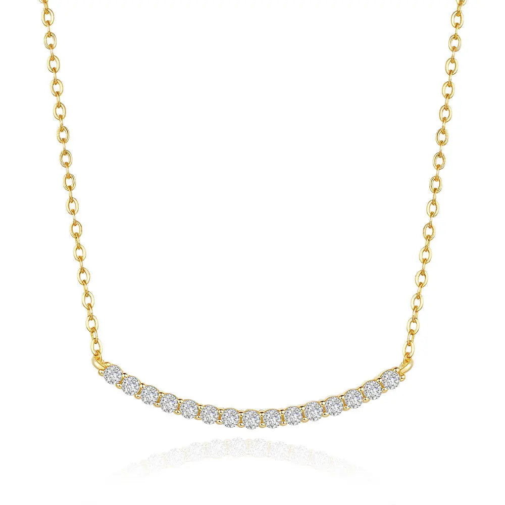 Luxury 100% Real 18k Gold Women's Diamond Pendant 1 karat Moissanite Necklace Smile Necklace Clavicle Chain