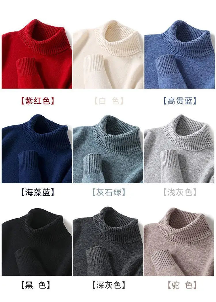 High-neck Men's 100% Pure Cashmere Sweater Autumn Winter Thick and Loose Knitted High-end Base Layer Men's All-cashmere Sweater