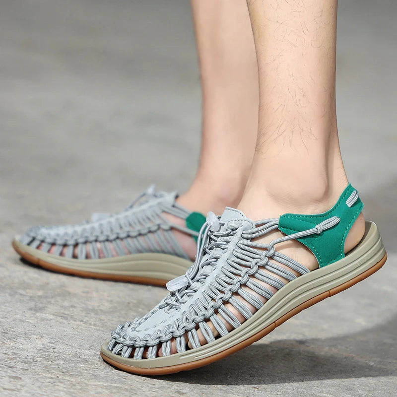 Men Sandals Summer Weave Shoes Boys Sandal Mens Sandles Outdoor Breathable Comfort Slip On Plus Big Size 45 46 Sandalias Hombre