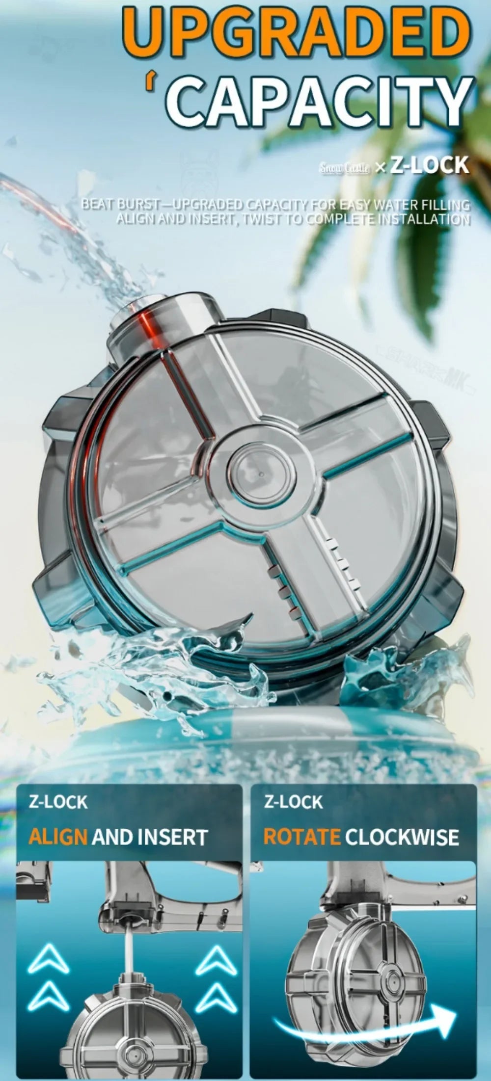 Powerful Electric Water Gun Full Continuous Shooting with Sensor Led Lights Outdoor Beach Water Battle Game for Children