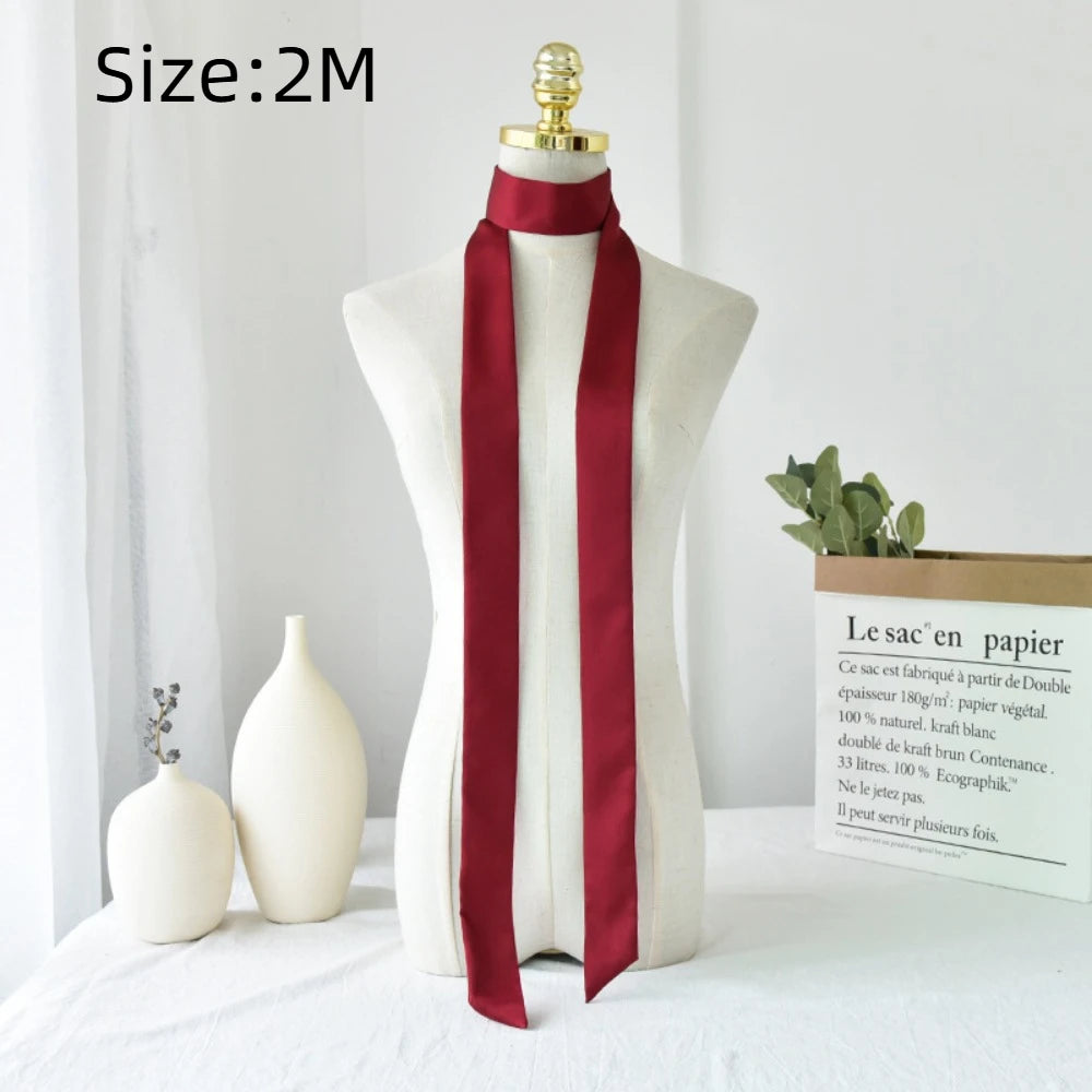 Delicate Long Hair Scarf Favor Silk Headband Hair Wrap Solid Color Elegant Ribbon Party Scrunchies