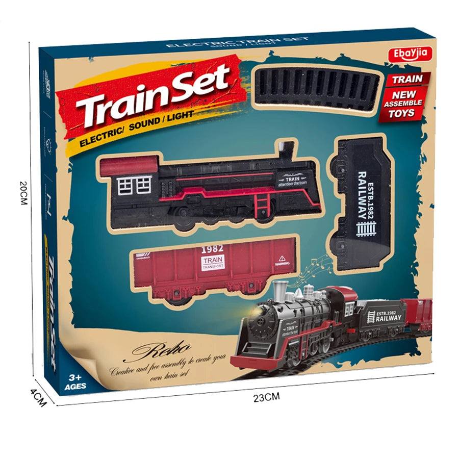 Electric Train Rail Car Simulation Retro Model Train High Speeds Rail Toy Boy Set