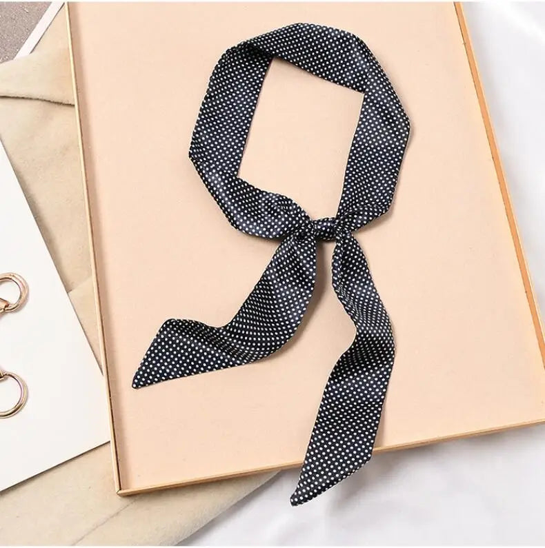 Skinny Silk Scarf Hair Strip Silk Ribbon Small Neck Scarves Bag Handle Ribbon Scarf Kerchief Ladies Ribbon Hair Band Small Scarf