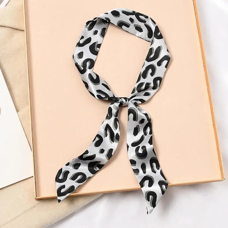 Skinny Silk Scarf Hair Strip Silk Ribbon Small Neck Scarves Bag Handle Ribbon Scarf Kerchief Ladies Ribbon Hair Band Small Scarf