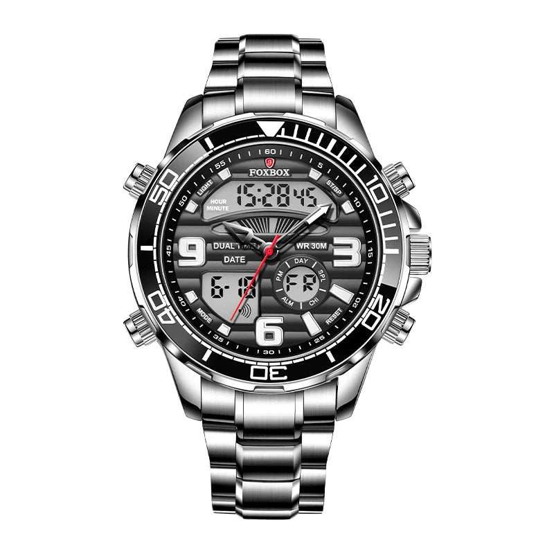 2024 Top Brand Luxury Digital Mens Watches Top Luxury Sport Quartz Wristwatch For Men All Steel Military Waterproof Clock+Box