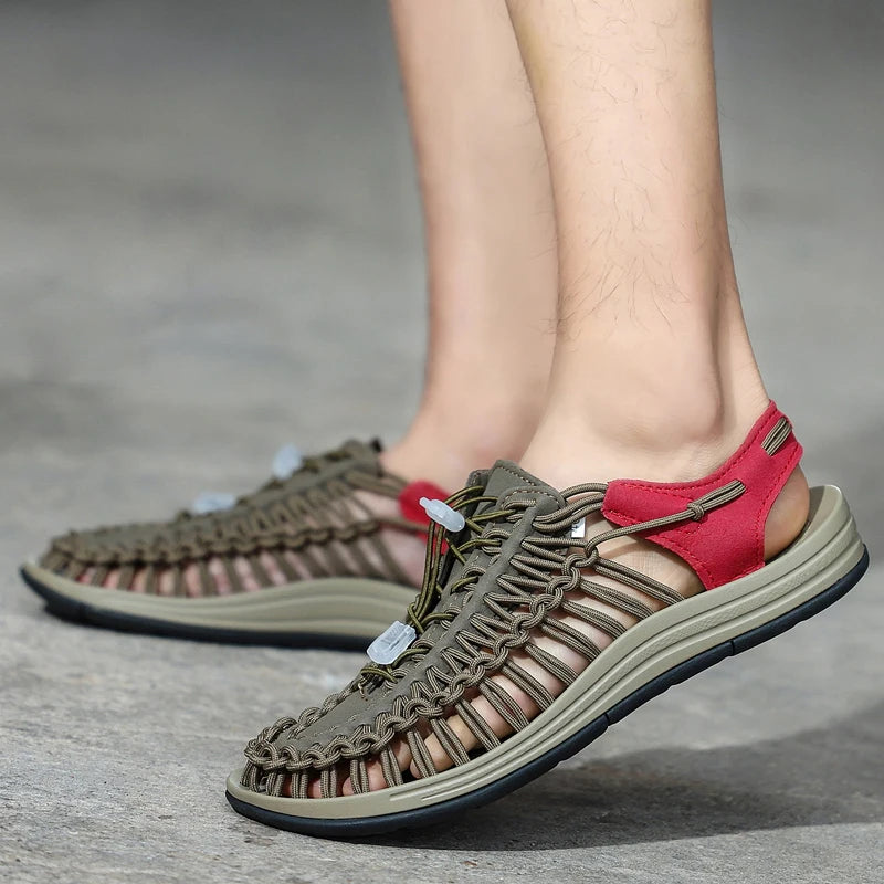 Men Sandals Summer Weave Shoes Boys Sandal Mens Sandles Outdoor Breathable Comfort Slip On Plus Big Size 45 46 Sandalias Hombre