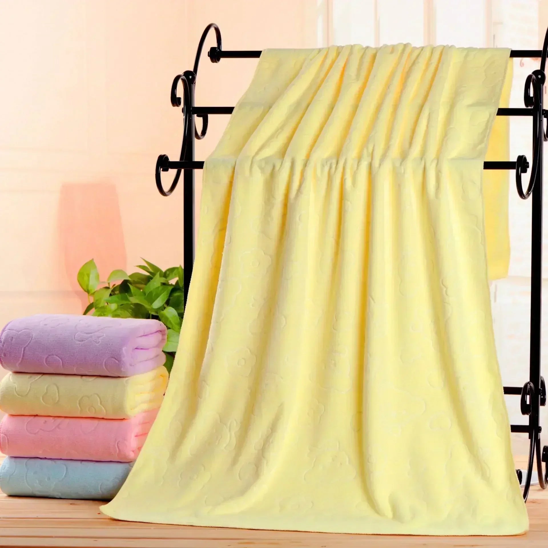 Embossed Towels Set  Quick Drying Towels Bath Towels Absorbent Soft and Comfortable Bathrobes Ultra-fine Fiber Towels Bathroom