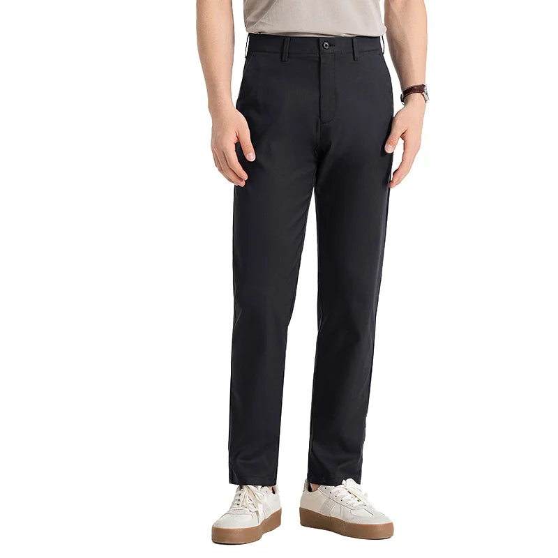Men's High-End Suit Trousers - Breathable Lyocell Cotton Blend Dress Pants, Perfect for Office Wear and Comfortable Workwear