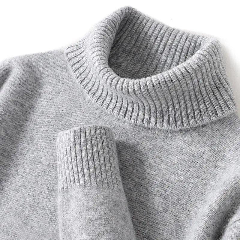 High-neck Men's 100% Pure Cashmere Sweater Autumn Winter Thick and Loose Knitted High-end Base Layer Men's All-cashmere Sweater