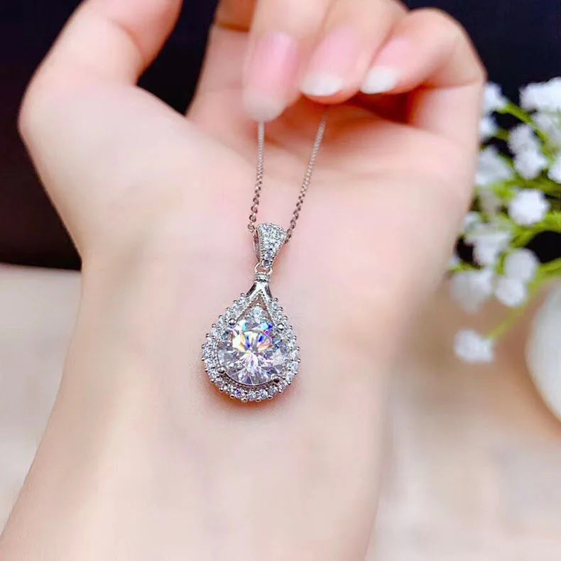 Necklace for Woman Wedding Fine Jewely with 925 Sterling Sliver Plated 18k White Gold Necklace