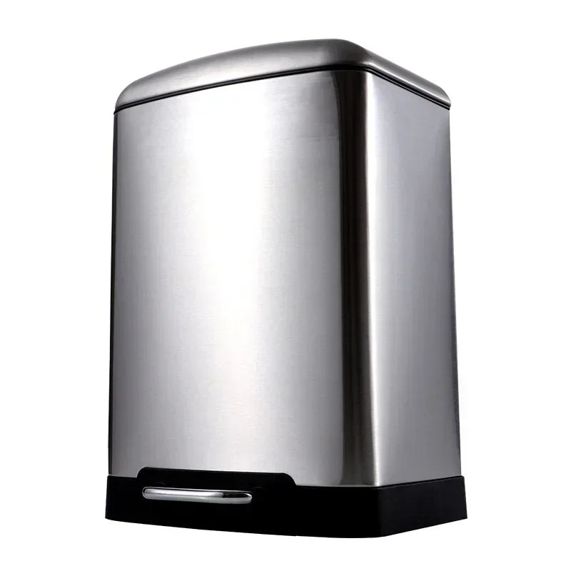 Kitchen Waste Bin 9L, Square Pedal Trash Can with Cover, Stainless Steel Double Bucket Design for Efficient Waste Disposal