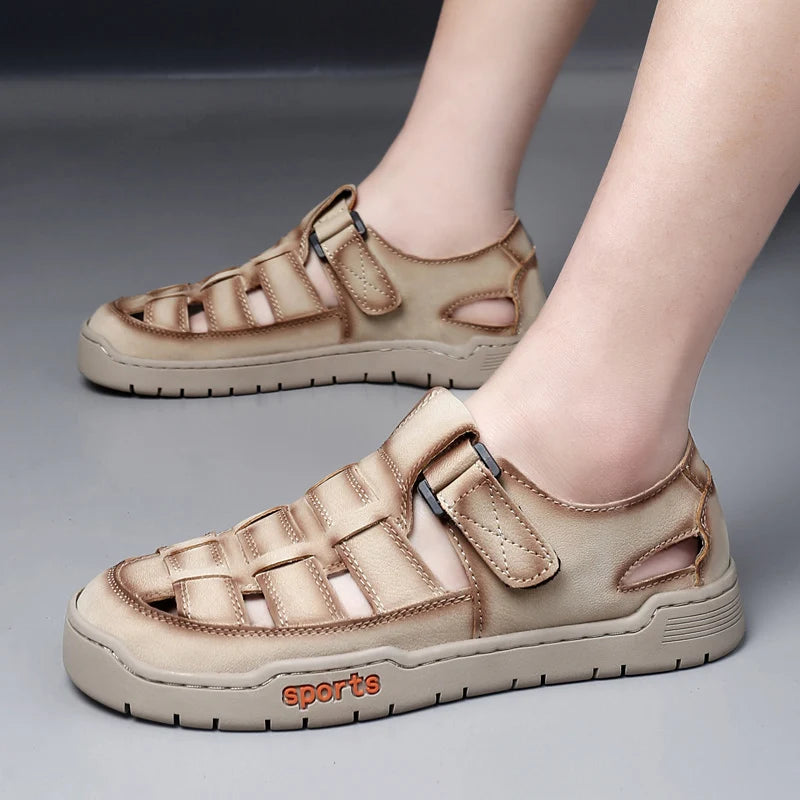 Mens Sandals Fashion Flat Comfort Lightweight Hollow Out Walking Shoes Summer Daily Commuting Casual Breathable Sports Sandals