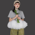 Summer Woman Fairy Mesh Spliced Ruched T-shirt Multi-Layers Gauze Ruffles Patchwork Tees Net Yarn Pleated Jumpers Crop Tops 2025