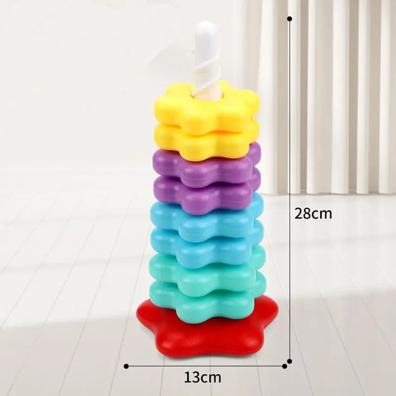 Montessori Baby Tower Game; Spinning and Stacking Rainbow Puzzle; Motor Skill Development; Kids Gift