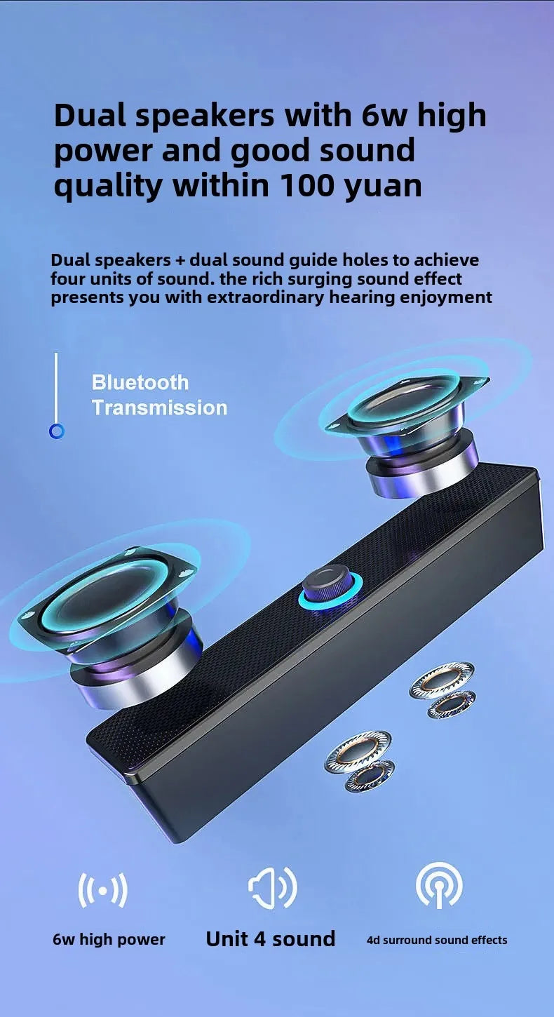 Bluetooth Computer Speaker Desktop PC Speakers Wireless Wired Soundbar Stereo Subwoofer for Laptop PC AUX 3.5mm Loudspeaker