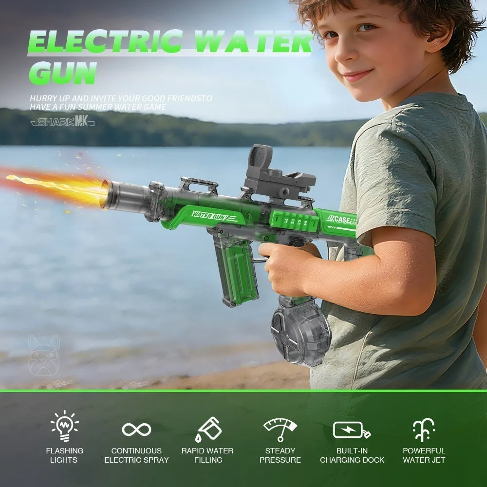 Powerful Electric Water Gun Full Continuous Shooting with Sensor Led Lights Outdoor Beach Water Battle Game for Children