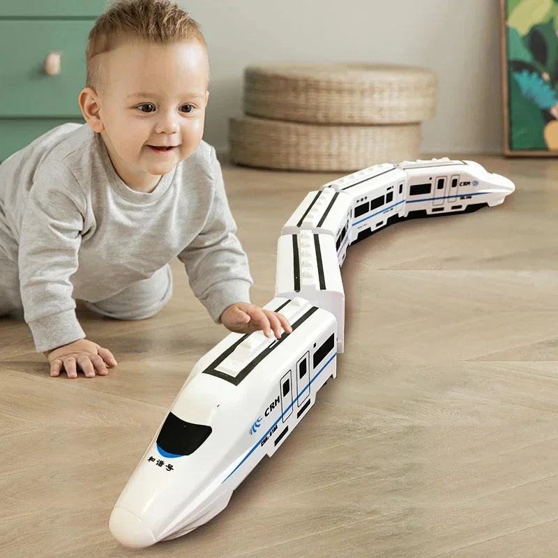 Kids DIY Simulation High Speeds Railway Train Toy Car Electric Sound Light Model Train Educational Toys Boys Girls Gift Birthday