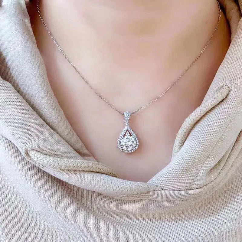 Necklace for Woman Wedding Fine Jewely with 925 Sterling Sliver Plated 18k White Gold Necklace