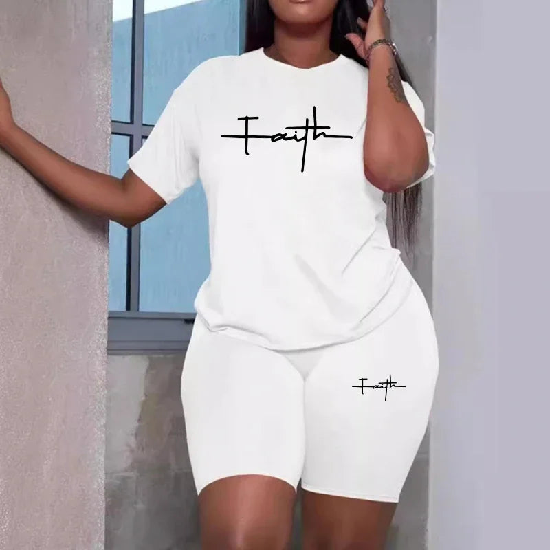 Woman Clothing Summer Women Tracksuit New Quality Casual Two Piece Set for T-Shirts O-Neck Shorts Daily Short Sleeve Hot Sales